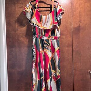 Colorful Women's Jumpsuit with Ruffle Detail